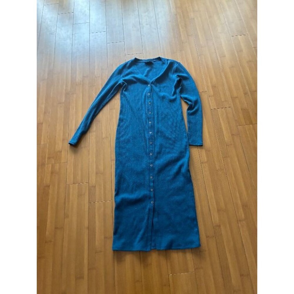Hatch Harper cardigan dress ribbed blue women's 1 or Small
